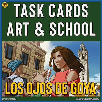 Preview of FREE Spanish School and Art Task Cards for Speaking Activities | Spanish Writing