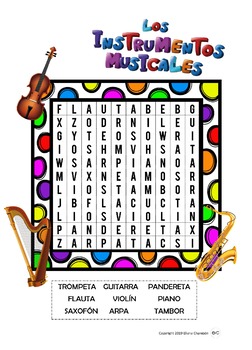 free spanish word searches musical instruments sopa de