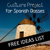 FREE Spanish class Culture Project IDEAS list with more th