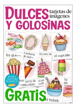 Preview of FREE Spanish flash cards - DULCES (sweets / candy) vocabulario Español