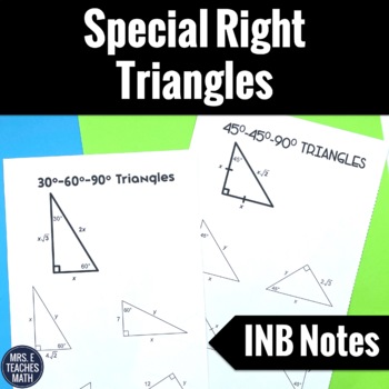 Preview of Special Right Triangles Interactive Notebook Page