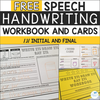 Preview of FREE Speech Sound Handwriting Workbooks and Cards - J Sound