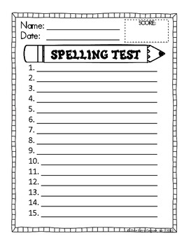 Preview of FREE Spelling Test Template