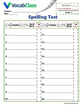 Preview of FREE Spelling Test Templates 10-30+ WORDS | Bonus Words (Editable!)