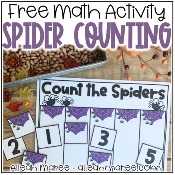 Preview of FREE Spider Counting Activity - Halloween Sensory Bin