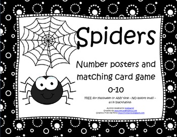 Preview of Spiders Numbers Posters and Matching Card Game 0-10 FREE