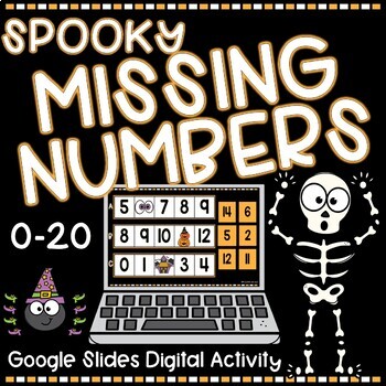 Preview of FREE Spooky Missing Numbers (0-20) Google Slides™ Digital Center