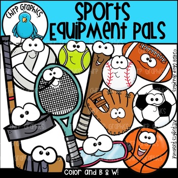 Sports Equipment Pals Clip Art Set - Chirp Graphics by Chirp Graphics