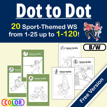 Preview of FREE Sports Themed Dot-to-Dot vol.1| Connect the Dots 1-100＋& Coloring Worksheet