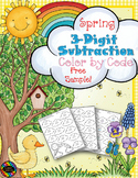 FREE Spring 3-Digit Subtraction with Regrouping Color-by-C