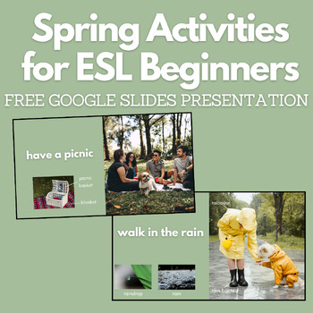 Preview of FREE Spring Activities Vocabulary Presentation for English Learners