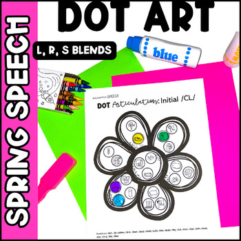 Preview of Spring Articulation Dot Art Speech Therapy (L, R, S Blends)