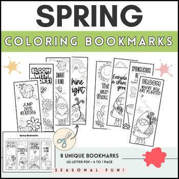 Preview of FREE: Spring Coloring Bookmarks | Bookmarks to Color | Spring Bookmarks