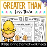 Greater than less than worksheet - FREE , spring themed wo