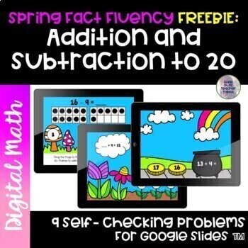 Preview of FREE Spring Fact Fluency | Addition and Subtraction Within 20 | Google Slides