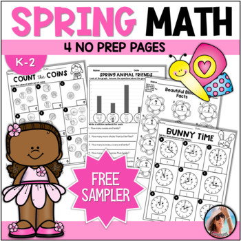 Preview of FREE Spring Math Worksheets – 1st Grade