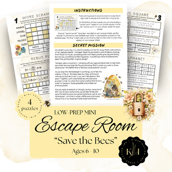 Preview of "Save the Bees" | LOW-PREP Mini Escape Room | Environmental | Spring