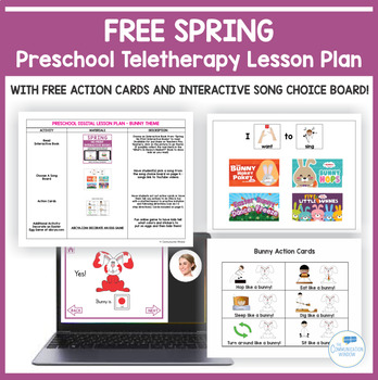 Preview of FREE Spring Preschool Speech Teletherapy Lesson Plan Distance Learning