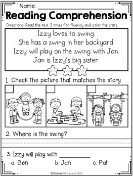 free kindergarten reading comprehension spring edition tpt