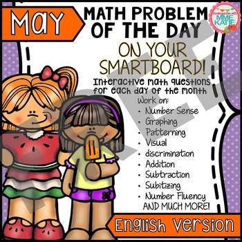 Preview of FREE Spring, Summer Mother's Day May SmartBoard Math Problem of the Day: Sample