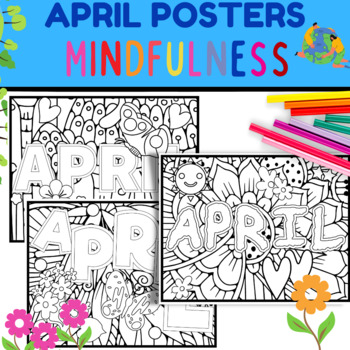 Preview of FREE-Spring Theme APRIL Mindfulness Coloring Sheets Mandala, April Activity