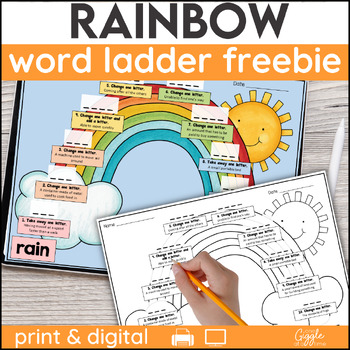 Preview of FREE Spring Rainbow Word Ladders Word Chains 1st 2nd Grade Word Work Vocabulary