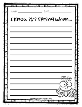 FREE Spring Writing Prompt I Know It's Spring When Center April Writing ...