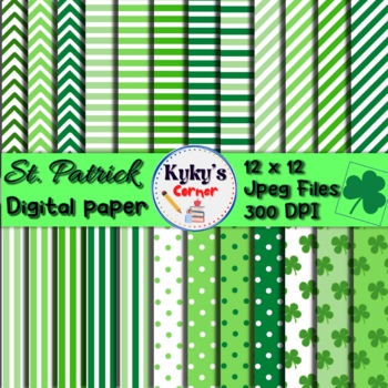 Preview of FREE St. Patrick Day Digital Paper / 24 high quality graphics