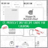 FREE! St. Patrick's Day Black and White Recipe Cards for Coloring