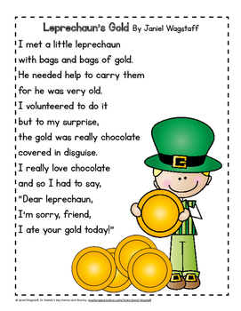 FREE St. Patrick's Day Leprechaun Poems and Fluency Practice K-3