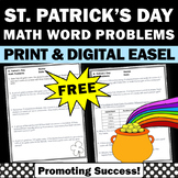 FREE St Pattys Day Math Word Problems Holiday Math Workshe
