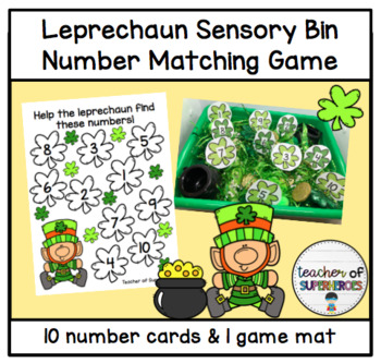 Preview of St. Patrick's Day Number Matching Game for Sensory Bin
