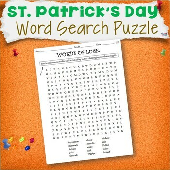 FREE St. Patrick's Day Word Search Activity - Vocabulary Puzzle by ...