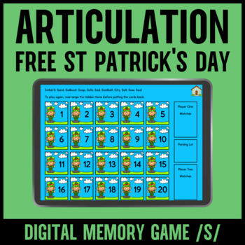 Preview of Free St. Patricks Day Articulation Memory Game - S All Positions