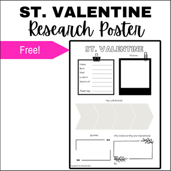 Preview of FREE St. Valentine Catholic Research Poster Activity