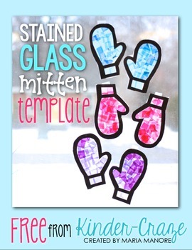 Preview of FREE Stained Glass Mitten Template