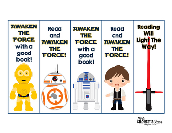 FREE Star Wars The Force Awakens Bookmarks by Cindy Gilchrist TpT
