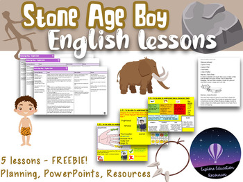 Preview of FREE x5 Stone Age Boy Writing Lessons