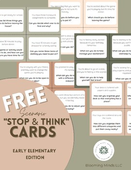 Preview of FREE "Stop and Think" Cards: Developing Executive  Skills for Early Elementary