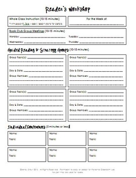 Preview of FREE Strategy Grouping Planning Pages for Reader's Workshop & More