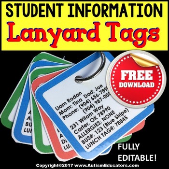 Preview of FREE Student Information Para Tags (Special Education and Autism Resource)