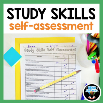 Preview of FREE Study Skills Activity: Self Assessment Worksheet High School Middle School