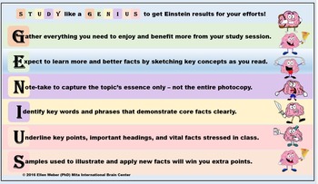 Preview of FREE Study Skills Poster - Brain Based Test-Prep in Upper Grades