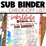 FREE | Sub Binder Check-Off List