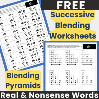 Preview of FREE Successive Blending and Segmenting Worksheets Consonant Digraph