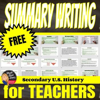 Preview of FREE! SUMMARY WRITING Teacher Training Presentation Secondary Education