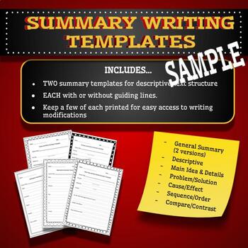 Preview of FREE Summary Writing Templates Sample