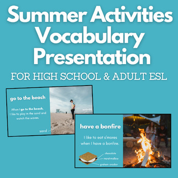 Preview of FREE Summer Activities Vocabulary Presentation for Teen & Adult ESL EFL ESOL