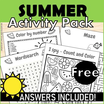 FREE Summer August Activity Pack Early Finishers | Morning Work