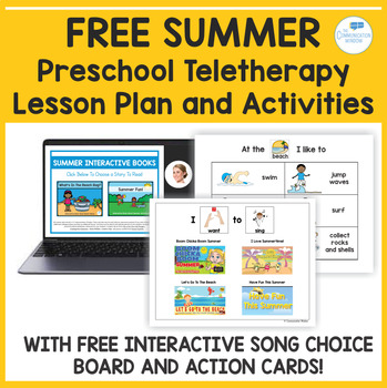 Preview of FREE Summer/Beach Preschool Speech Teletherapy Lesson Plan Distance Learning